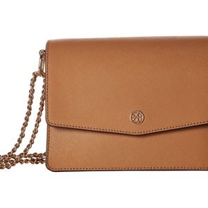 Tory Burch Robinson Camel Brown Convertible Shoulder Bag